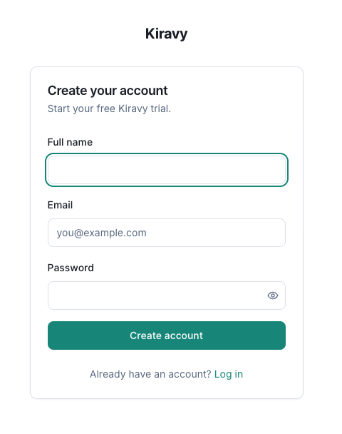 Sign up form