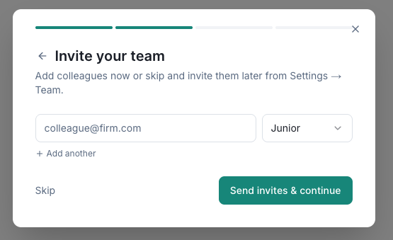 Wizard Step 2 — invite your team