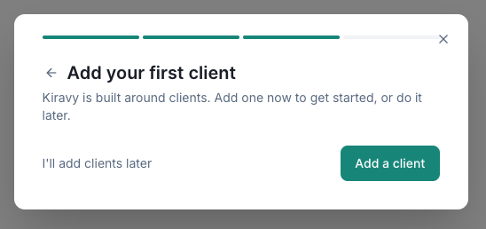 Wizard Step 3 — add first client